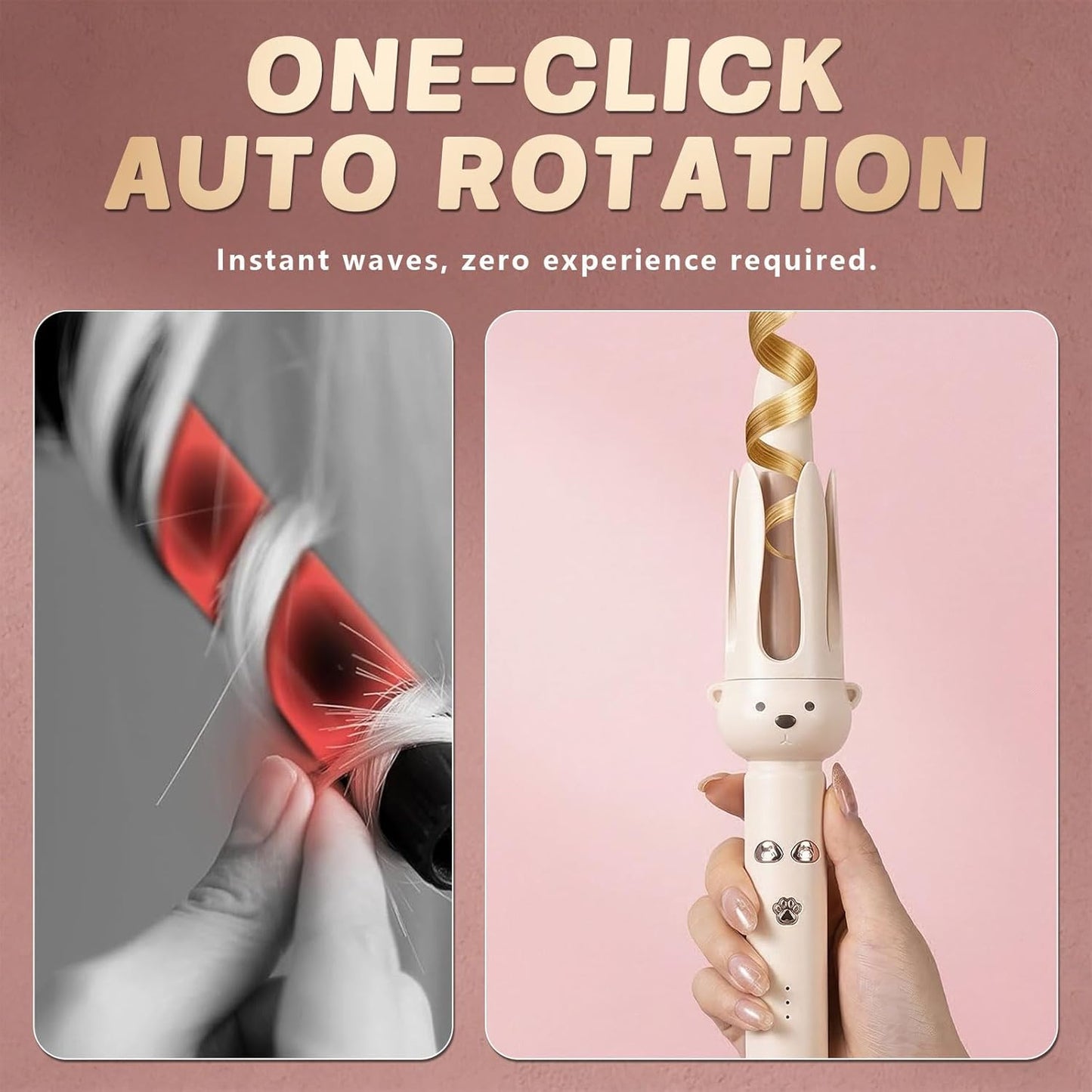 🌀Perfect Curls, Zero Burns – Auto Curling Wand with Anti-Scald Tech