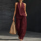 Women's Halter V-Neck Sleeveless Top & Wide Leg Pants 2 Piece Set