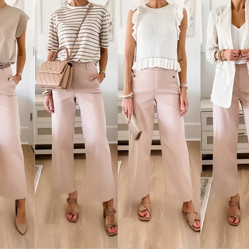👖Stretch Twill Cropped Wide Leg Pants