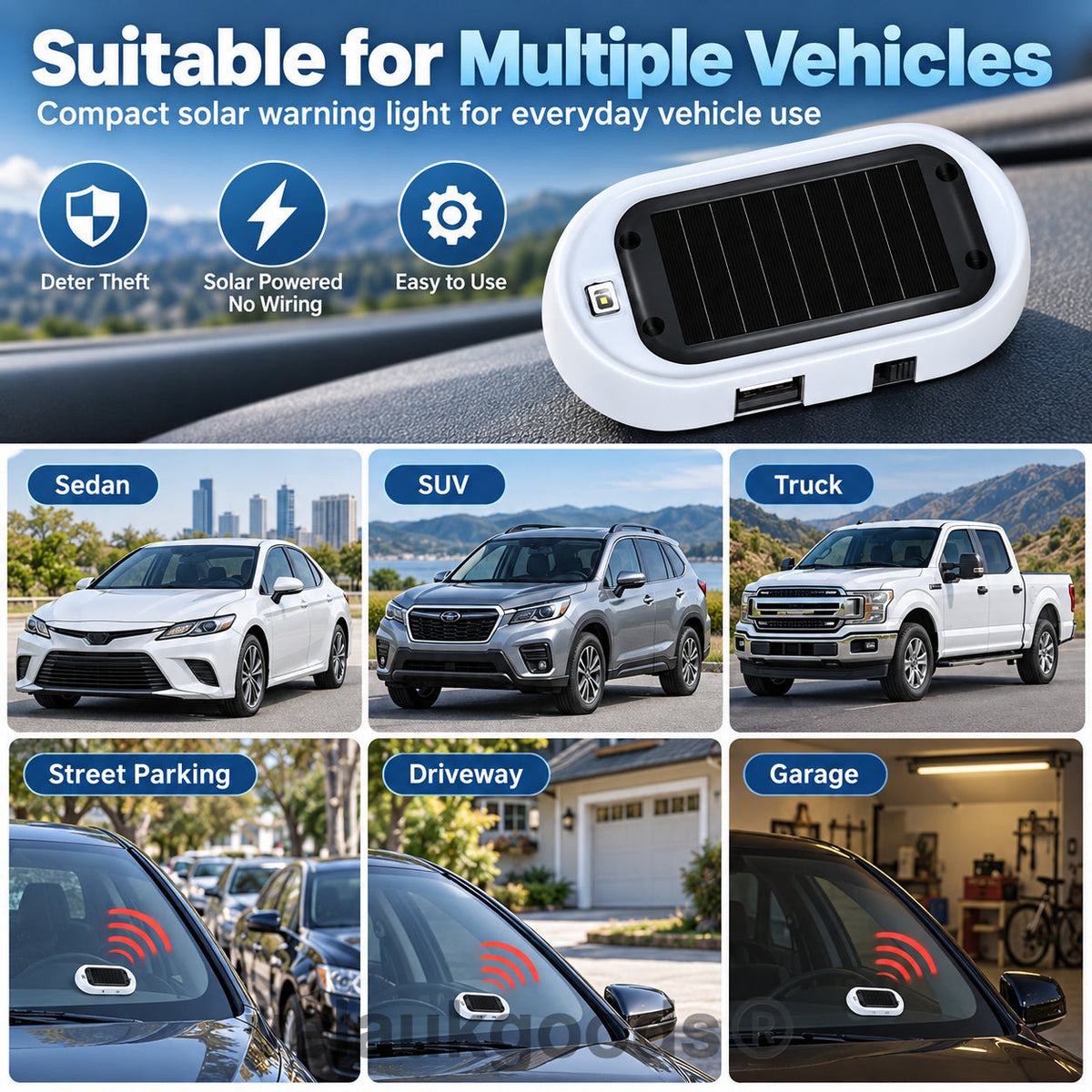 🏆 Last Day Special Price £8.99! 🚨🚗Compact Solar Anti-Theft LED Flashing Lamp