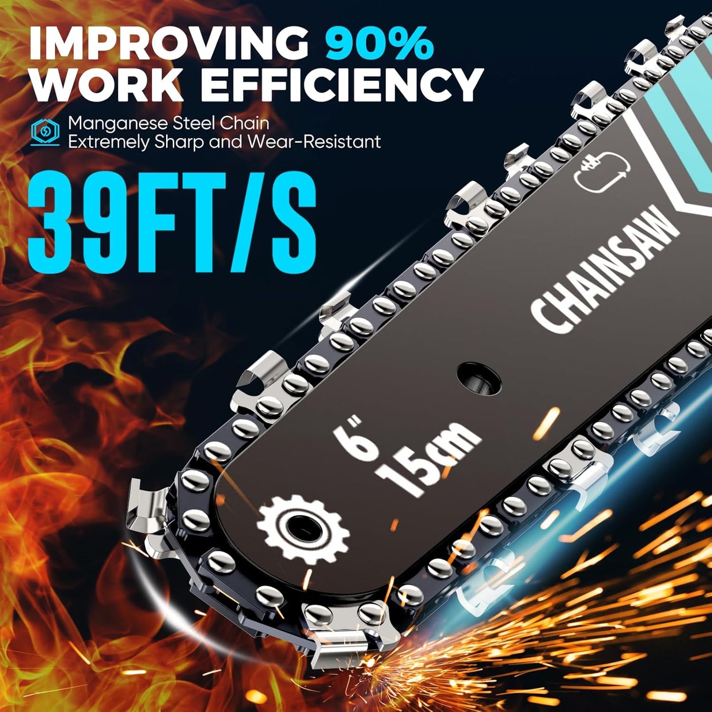 ⚡50% OFF NOW ! 🌳6-inch Cordless Mini Chainsaw with 2 Batteries🌲