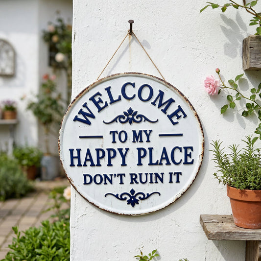 🔥Hot Sale🔥 Vintage "Happy Place" Metal Sign