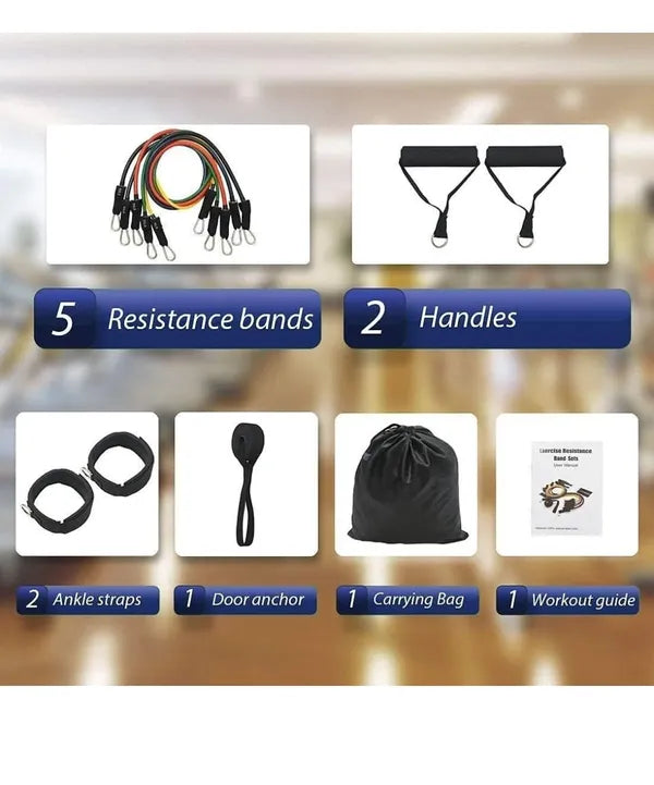 🏋️‍♀️📿 Resistance band set for full-body workouts