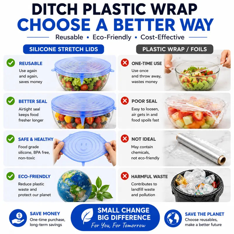🔥Last day sale 50% OFF🔥Adpartner Silicone Lids for Food Storage (6-Pack)