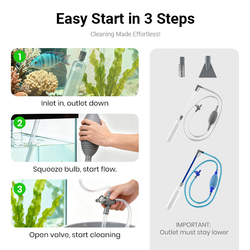 🐠 60% OFF LIMITED STOCK! ✨ Aquarium Vacuum Cleaner with Siphon - Gravel Filter & Flow Control for Effortless Water Change & Tank Maintenance 💦🌿