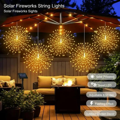 Solar Firework String Lights for Yard & Parties