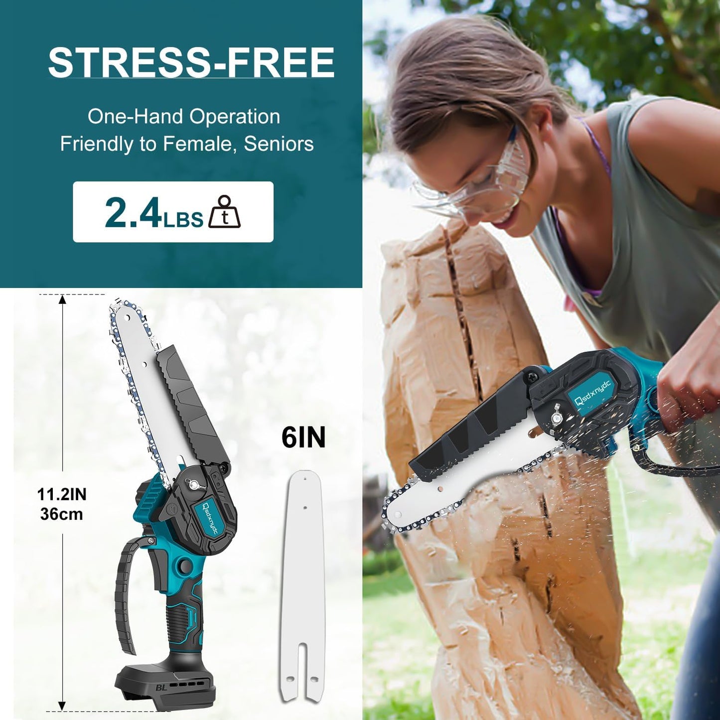 ⚡50% OFF NOW ! 🌳6-inch Cordless Mini Chainsaw with 2 Batteries🌲