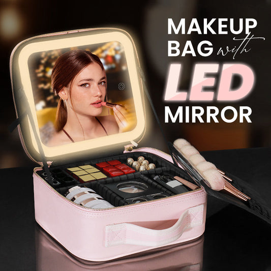 💄Flawless Makeup Anywhere – Portable LED Mirror Makeup Bag!✨