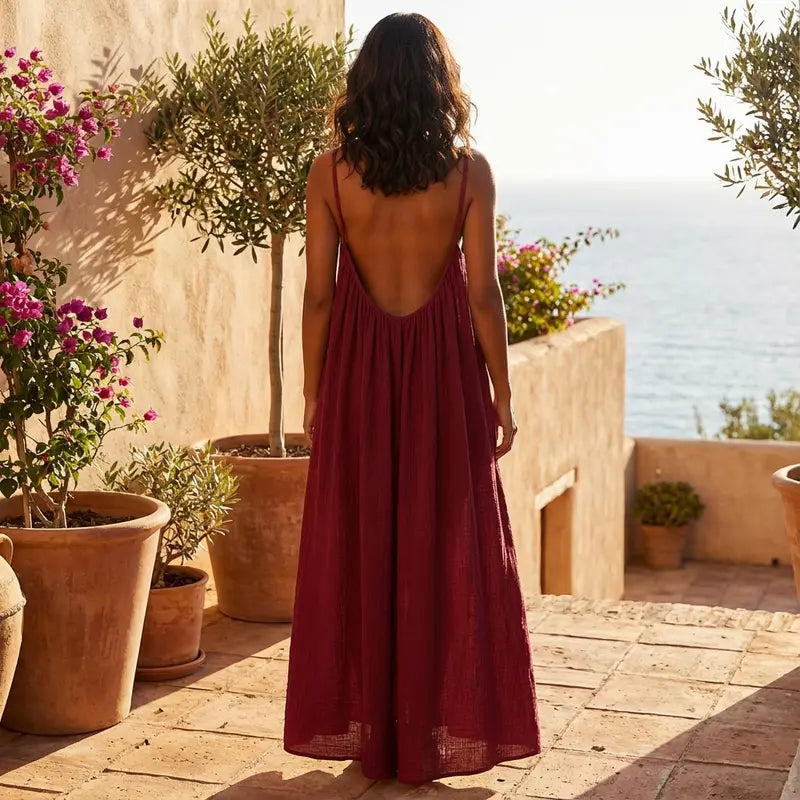 💃LAST DAY SAEL 50% OFF!!✨Women's Solid Color Cami Lounge Dress💕