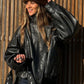 ⚡Faux Leather Stand Collar Oversized Moto Jacket