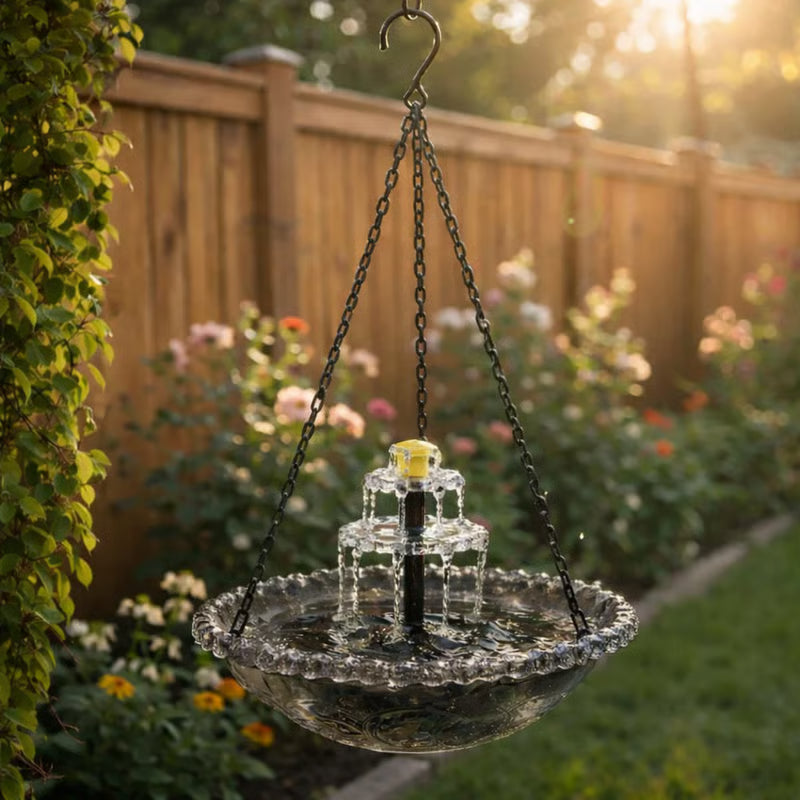 🔥🔥2026 Spring Sale 48% Off--🐦Solar Cascade Hanging Bird Bath Fountain