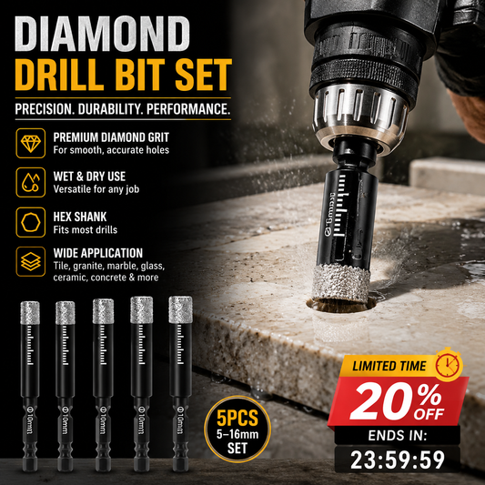 🥳2026 HOT SALE🥳💞50K+ SOLD!🪚🛡️ 50% OFF! Diamond Drill Bits Set – 5‑16mm sizes, hex shank fits most drills. Dry or wet use – smooth, precise holes every time! 💎💪