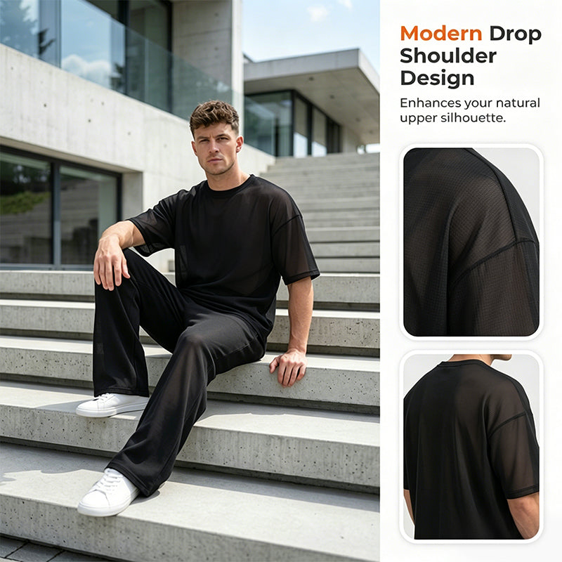 🥳SUMMER HOT SALE💥50% OFF! 🔥Men's T-Shirt & Wide-Leg Pants 2-Piece Set
