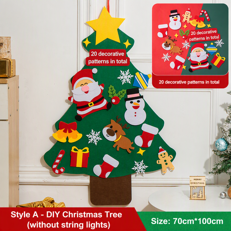 🎅Xmas Hot Sales - 50% OFF!🎄DIY Felt Christmas Tree for Kids – 32 Reusable Ornaments + Fairy Lights