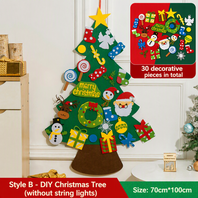🎅Xmas Hot Sales - 50% OFF!🎄DIY Felt Christmas Tree for Kids – 32 Reusable Ornaments + Fairy Lights