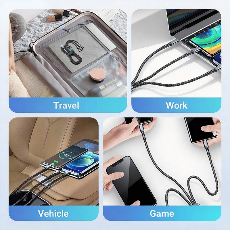 ⏳Transparent Luminous 3-in-1 Fast Charging Cable