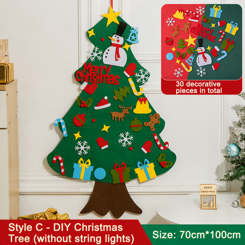🎅Xmas Hot Sales - 50% OFF!🎄DIY Felt Christmas Tree for Kids – 32 Reusable Ornaments + Fairy Lights