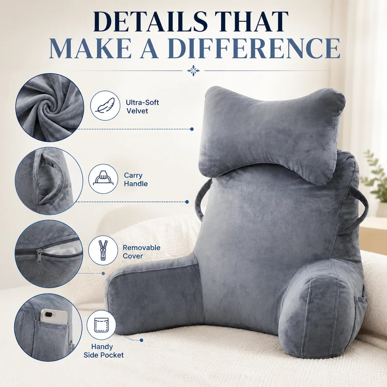 🛌 LIMITED-TIME 50% OFF! ✨Multi-Functional Waist Support Reading Pillow Back Cushion