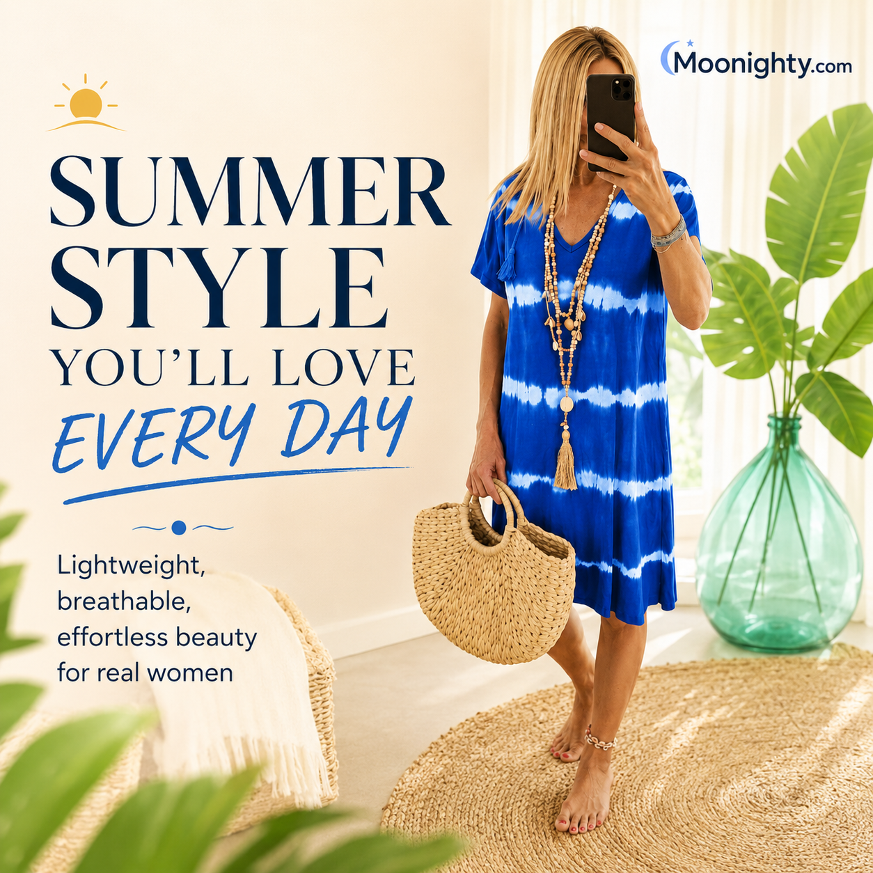 Tie-dye Striped Short-sleeved Loose T-shirt Dress