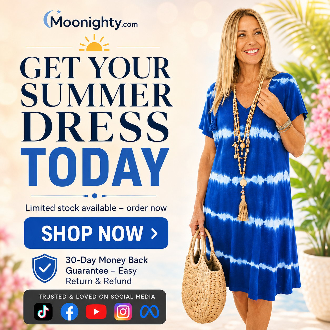 Tie-dye Striped Short-sleeved Loose T-shirt Dress