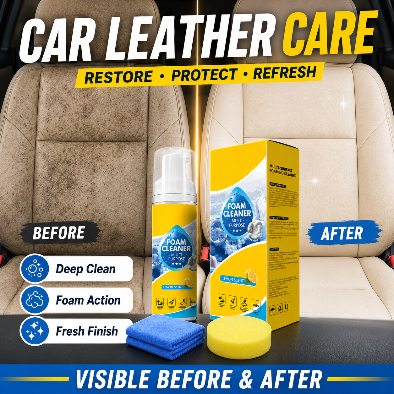 🏆HOT SALE 49% OFF🔥4-in-1 Multi-Enzyme Foam Cleaner – Deep Clean Car, Kitchen, Bathroom & Sofa