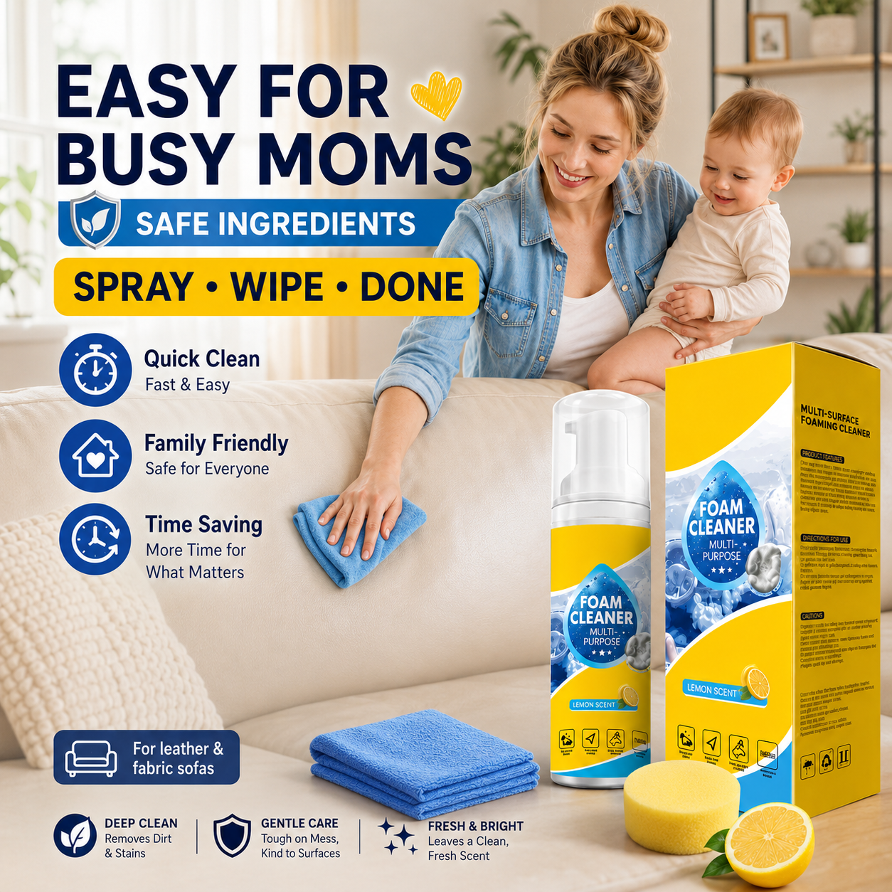 🏆HOT SALE 49% OFF🔥4-in-1 Multi-Enzyme Foam Cleaner – Deep Clean Car, Kitchen, Bathroom & Sofa
