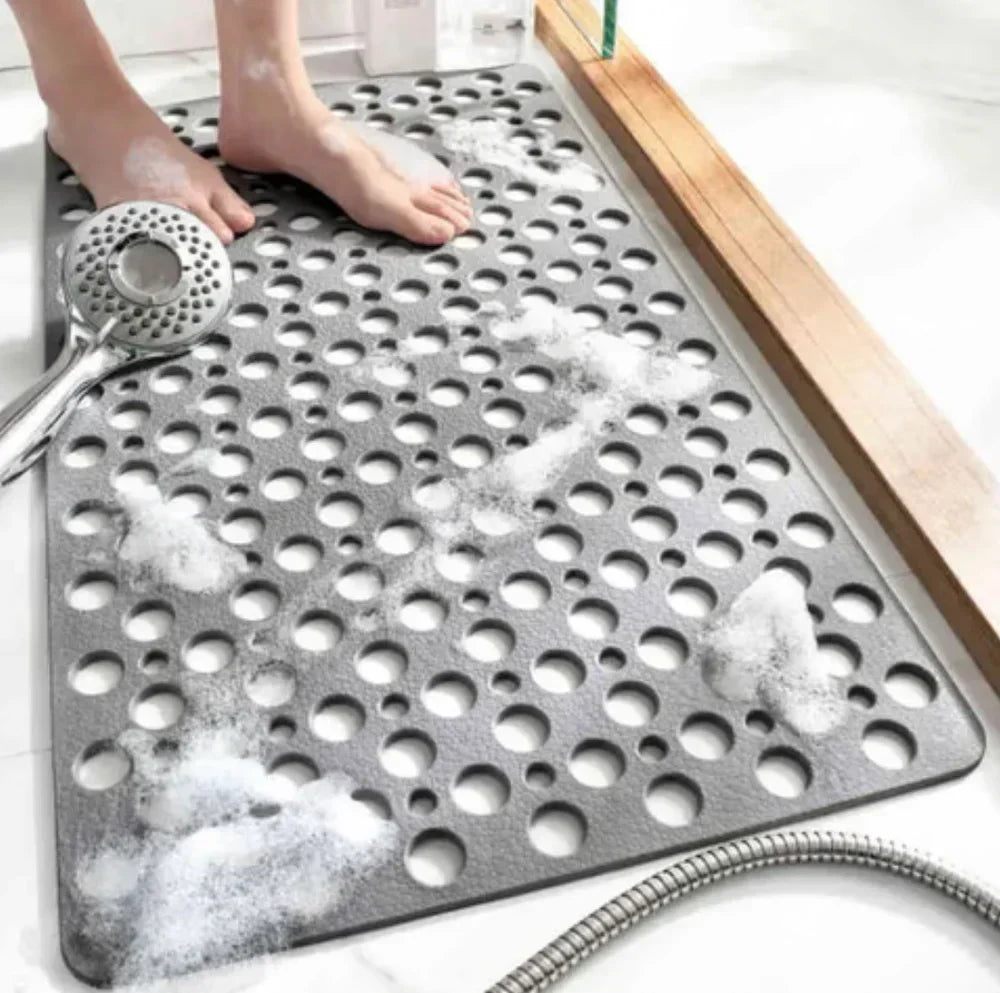 🚿50% OFF NOW! Premium Anti‑Slip Shower Safety Mat‑Large Hollow Drain Hole Bath Mat with Strong Suction Cups, Non‑Slip Floor Mat for Bathroom Shower Tub