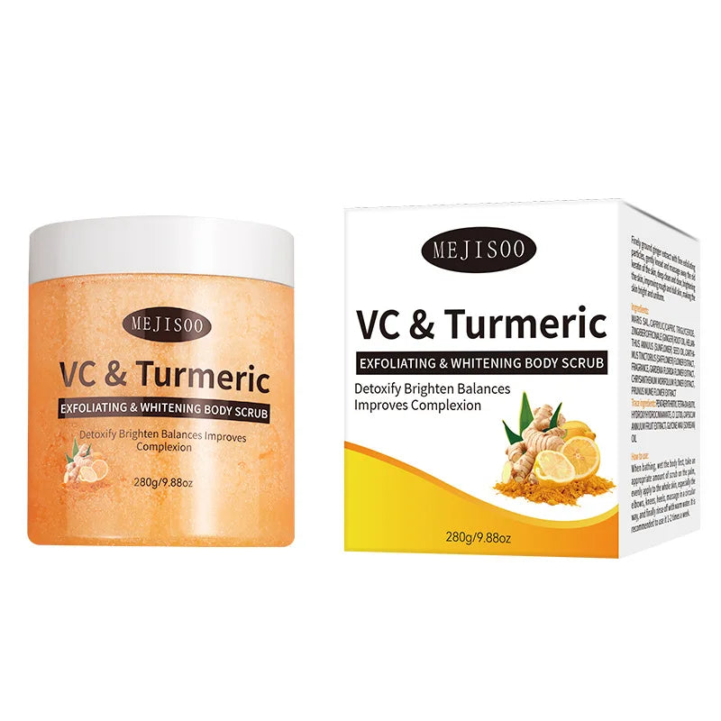 Deeply Nourishing Turmeric Body Scrub Softening Keratin Exfoliating Dead Skin with Cream Balm Salt Liquid Cream Balm Salt Liquid