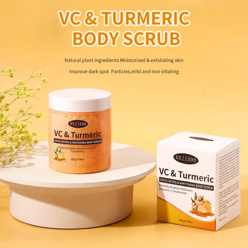 Deeply Nourishing Turmeric Body Scrub Softening Keratin Exfoliating Dead Skin with Cream Balm Salt Liquid Cream Balm Salt Liquid