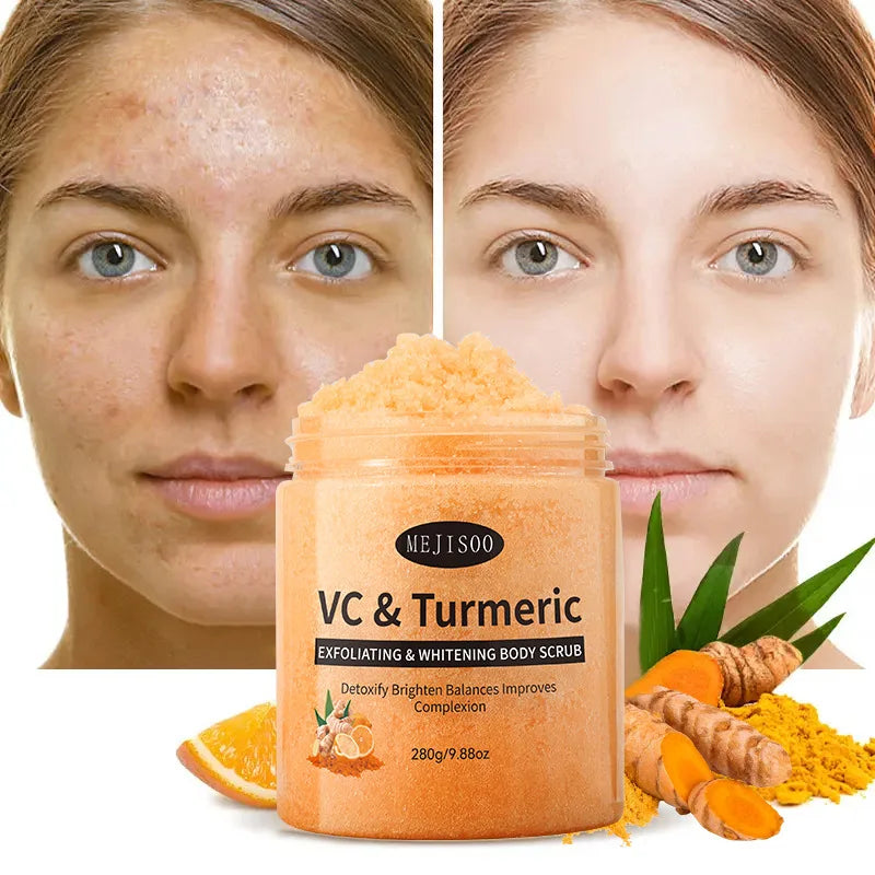 Deeply Nourishing Turmeric Body Scrub Softening Keratin Exfoliating Dead Skin with Cream Balm Salt Liquid Cream Balm Salt Liquid
