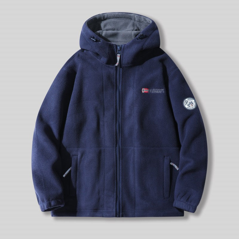 🎁Men's Double-Faced Faux Fleece Warm Hooded Jacket