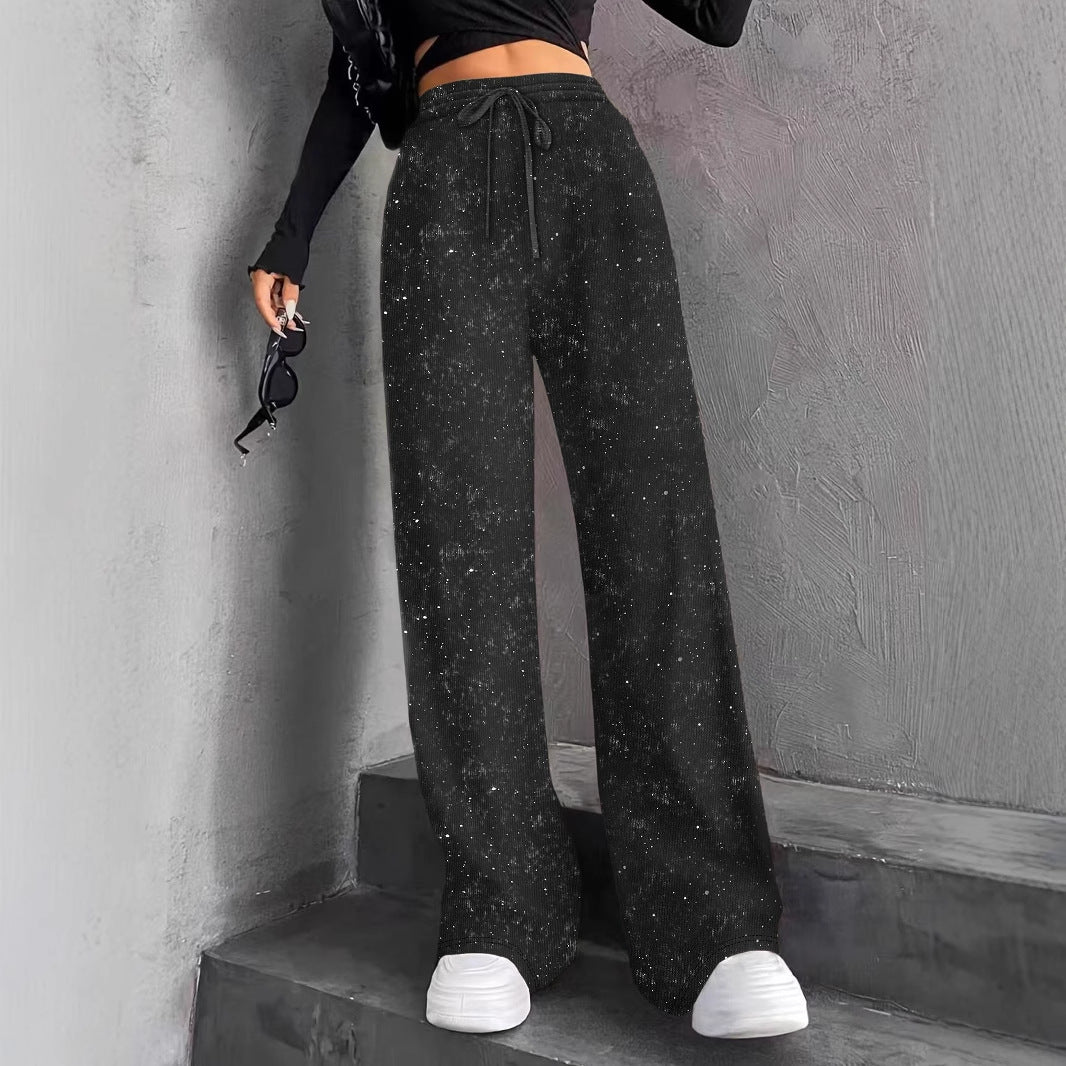 🎄LAST DAY SALE 50% OFF✨Women's Sequin Sparkle Wide Leg Pants with Elastic Waistband✨💃
