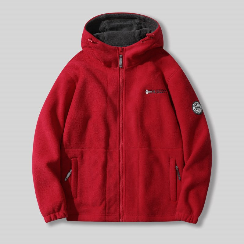 🎁Men's Double-Faced Faux Fleece Warm Hooded Jacket
