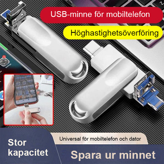 Multifunktionellt USB-Minne med Stor Kapacitet och 4-i-1-Utbyggnad för Mobiltelefon