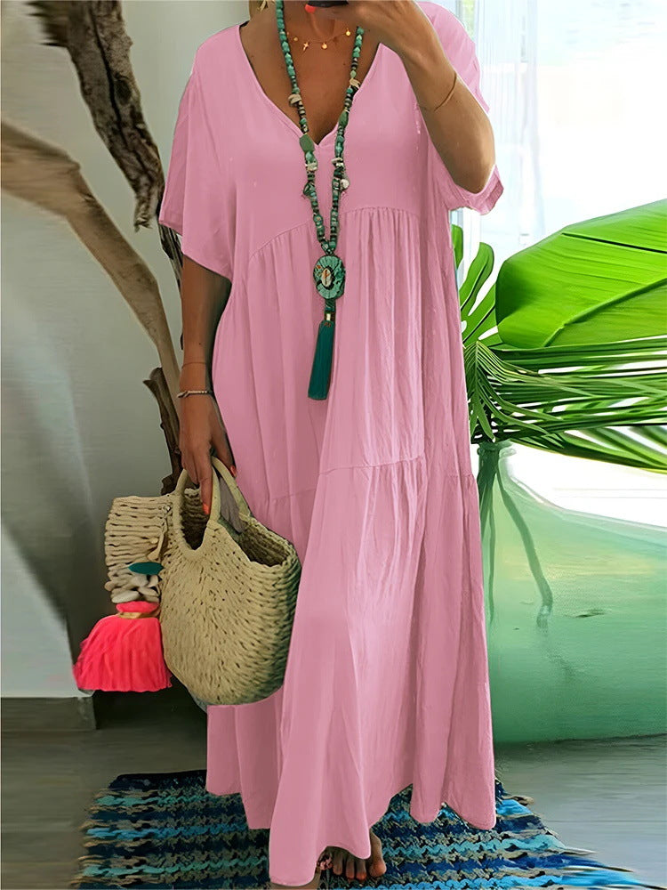 🌺Hot Sale 50% OFF⏳Women’s Casual Long Dress with Short Sleeves