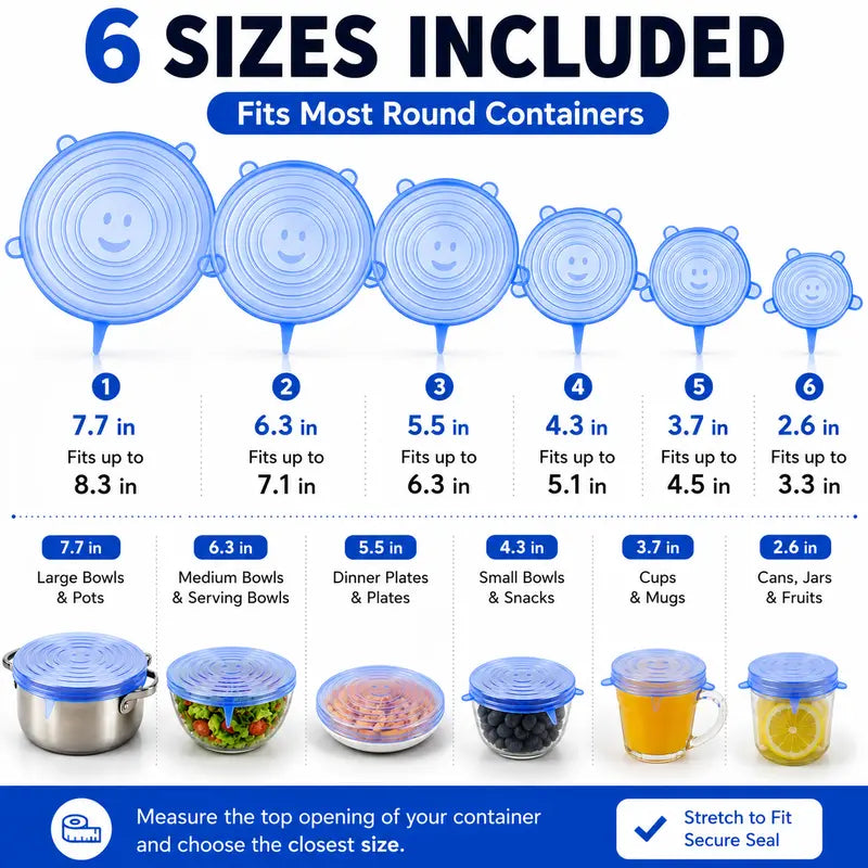 🔥Last day sale 50% OFF🔥Adpartner Silicone Lids for Food Storage (6-Pack)