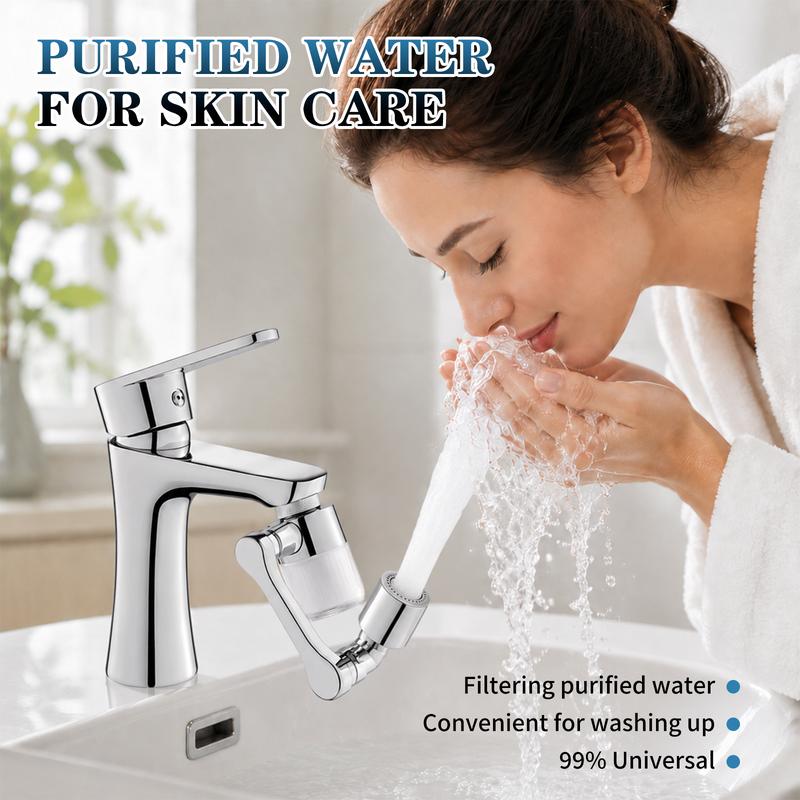 3D Filter Faucet Set - Multi-Angle Swivel Faucet Aerator with 3 Included Filter Cartridges, Anti-Splash Soft Aeration, Transparent Visible Filter Housing, Compatible with Kitchen, Bathroom & Laundry Faucets