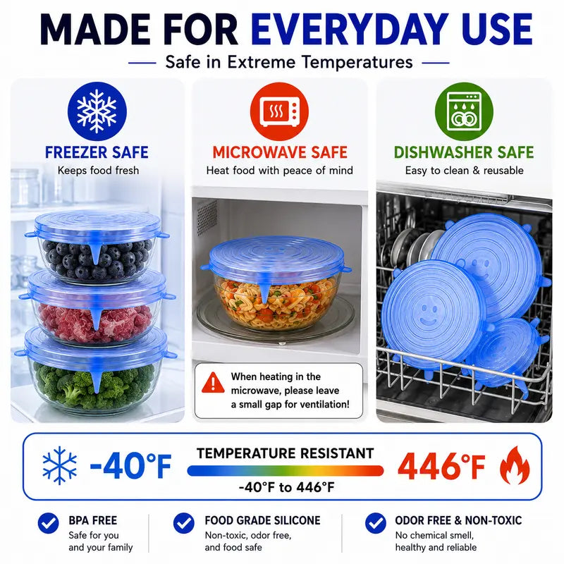 🔥Last day sale 50% OFF🔥Adpartner Silicone Lids for Food Storage (6-Pack)