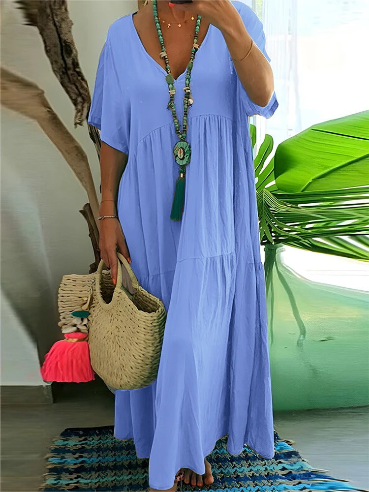 🌺Hot Sale 50% OFF⏳Women’s Casual Long Dress with Short Sleeves