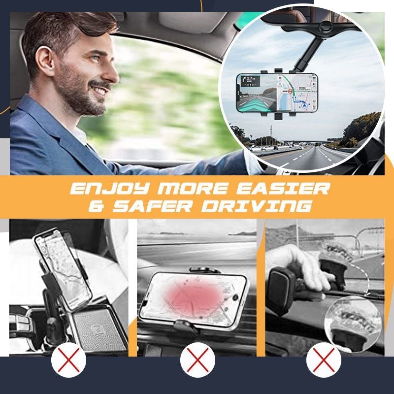 💎 -50% ON ROTATABLE & RETRACTABLE CAR PHONE HOLDER! 💎 Mounts on Rearview Mirror, 360° Adjustable for Safe Driving ✨