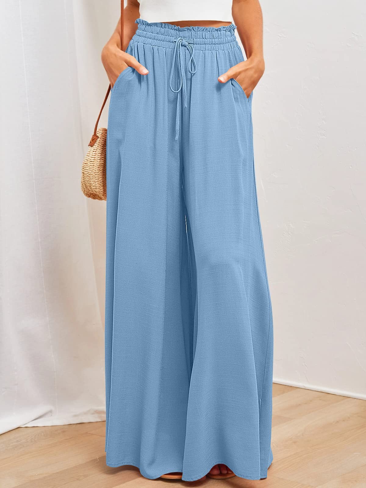 👖 LIMITED-TIME 50% OFF! ✨ Wide-Leg High-Waisted Pants – Cotton Blend, Loose Fit, Drawstring 🌿