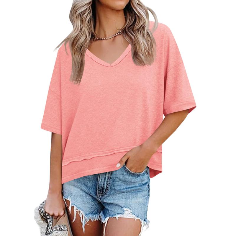 🏖️Summer Cool Deal: ONLY ￡12.99!💃Women's Half Sleeve V-Neck Top with Patchwork Hem