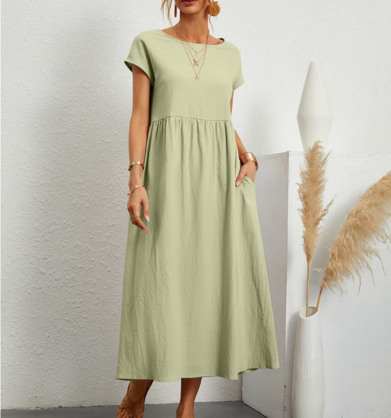 ⏰Last Day Sale 49% Off💃Solid Color Sleeveless Loose Cotton and Linen Pocket Dress