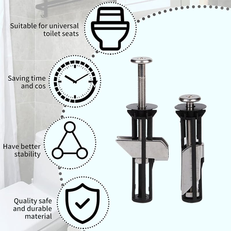 🚽🔩50% OFF NOW! Heavy Duty Toilet Seat Fastener Bolt kit – Universal Locking Screws, Anti-Wiggle Toilet Seat Hardware for Secure & Stable Installation