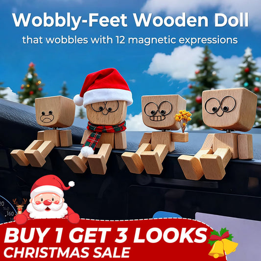 🎁New Year Sale 50% OFF💖Charming Little Swaying Wooden Figure & 12PCS Magnetic Expressions