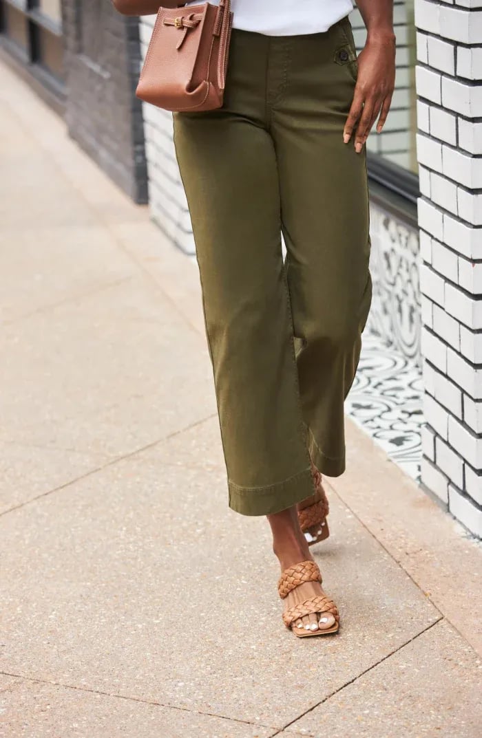 👖Stretch Twill Cropped Wide Leg Pants