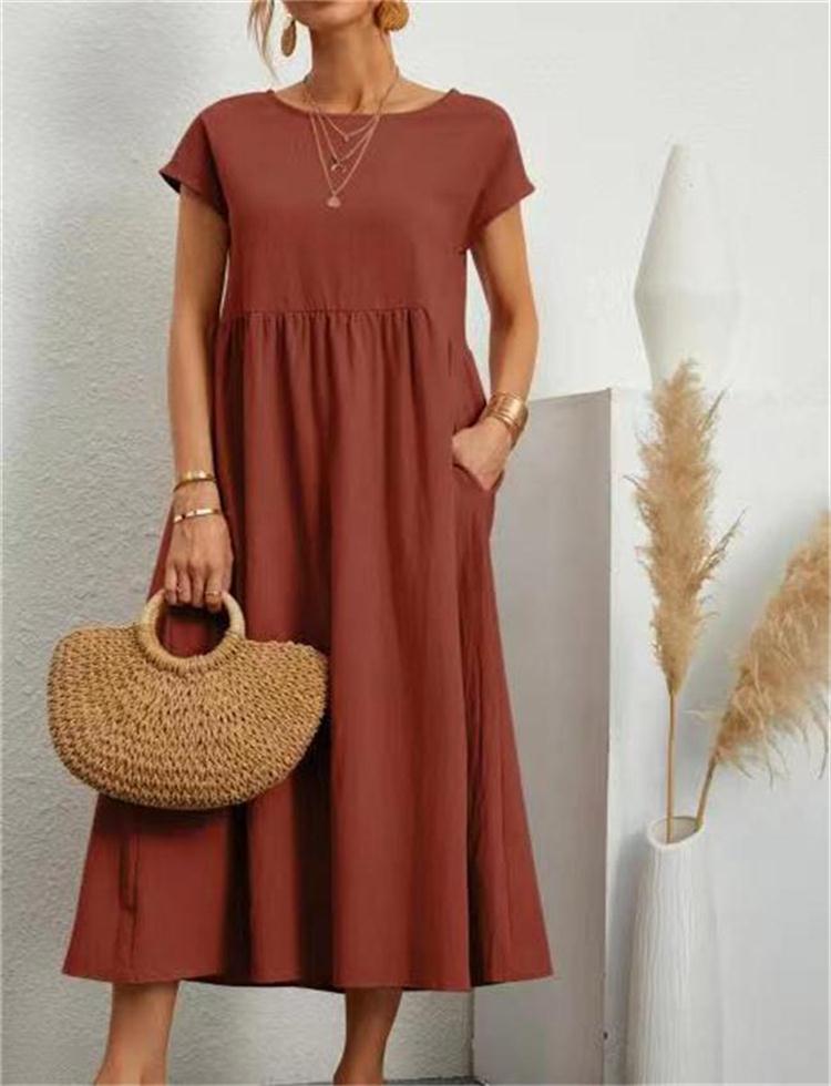 ⏰Last Day Sale 49% Off💃Solid Color Sleeveless Loose Cotton and Linen Pocket Dress