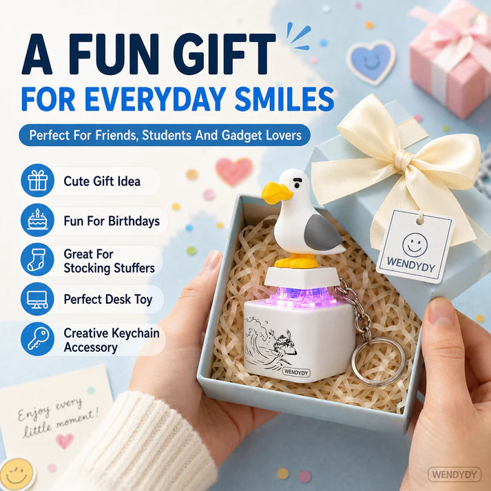 Seagull MINE! Button Keychain-Real Sound & LED Light, Funny Interactive Gift for Friends & Family summerwins