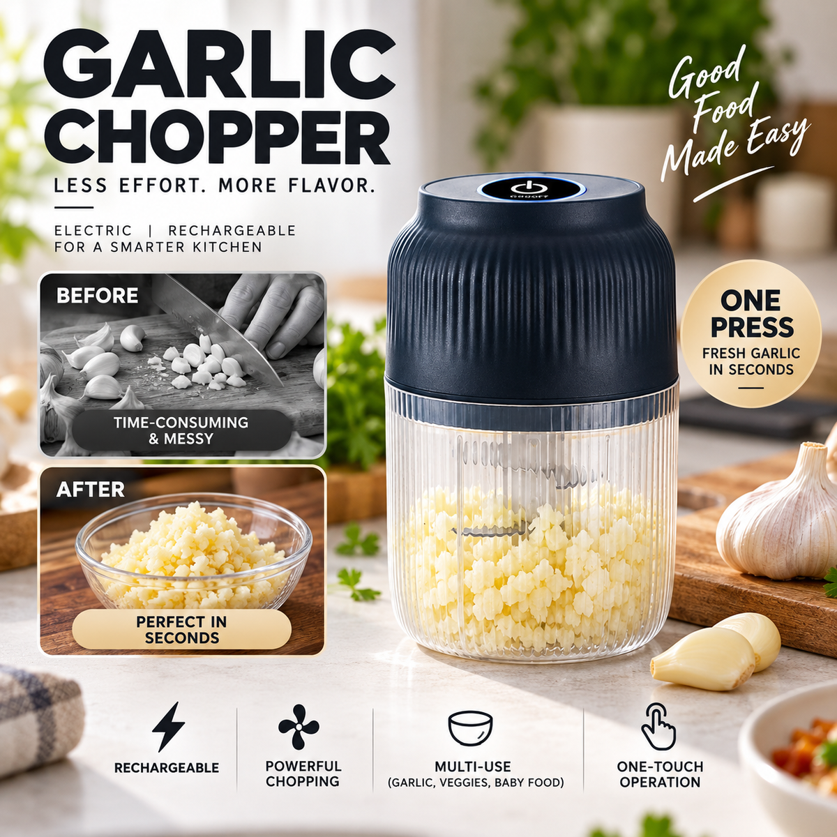 🔪 Cordless Food Chopper – Chop, Mince & Blend Faster