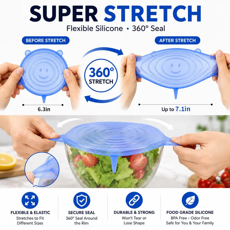 🔥Last day sale 50% OFF🔥Adpartner Silicone Lids for Food Storage (6-Pack)